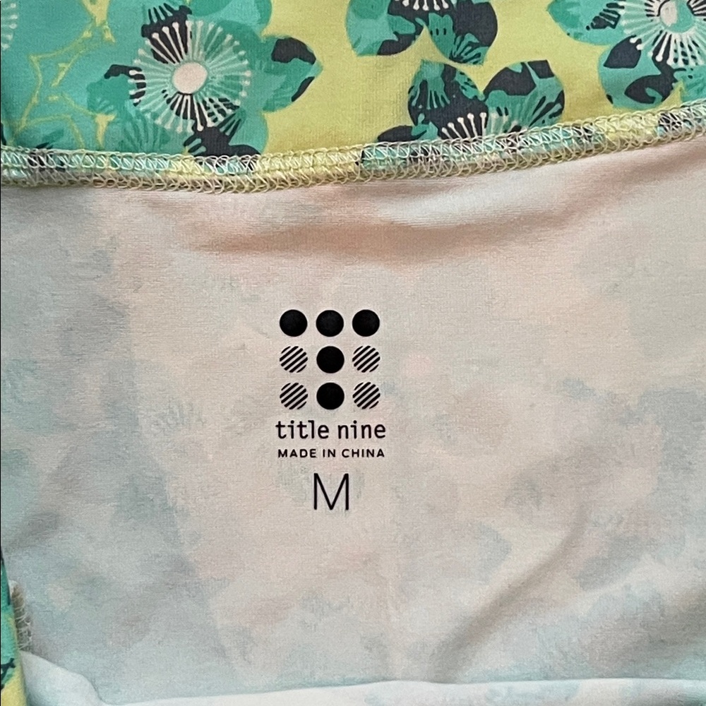 Title Nine Floral A-Line Skirt in Aqua and Yellow - Picture 3 of 3
